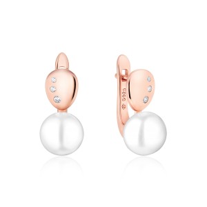 Cercei argint placati cu aur roz cu perle naturale albe si cristale cu tortita DiAmanti SK24222GEL_W-G (Argint 925‰ 2,5 g.) Cercei argint placati cu aur roz cu perle naturale albe si cristale cu tortita DiAmanti SK24222GEL_W-G (Argint 925‰ 2,5 g.)